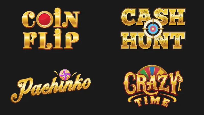 The four Crazy Time bonus games: Coin Flip, Cash Hunt, Pachinko and Crazy Time